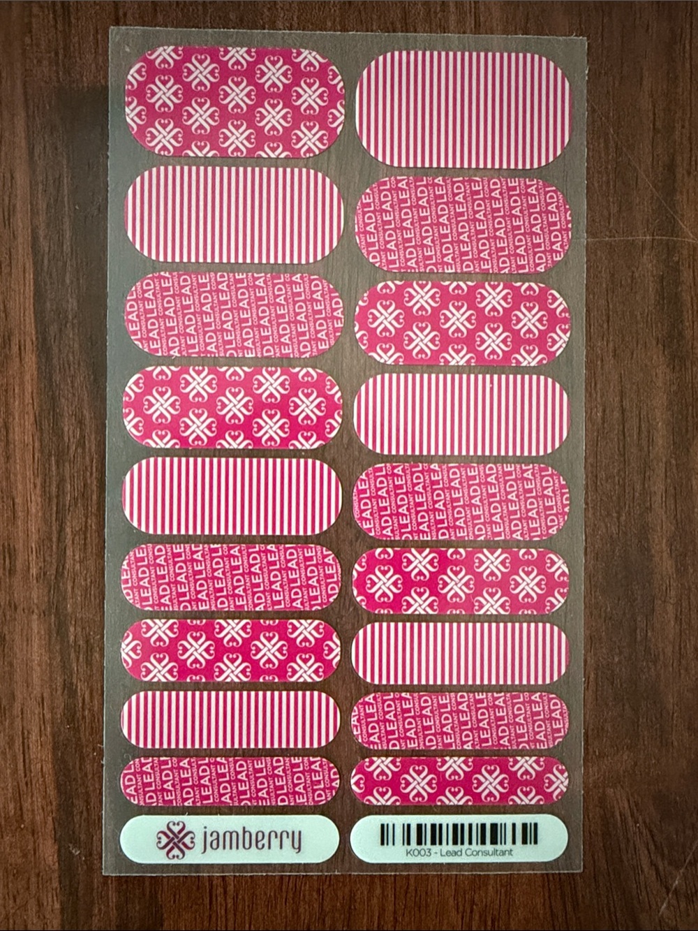 Jamberry Pink Patterned Nail Wraps - Stripes & Fleur Motifs